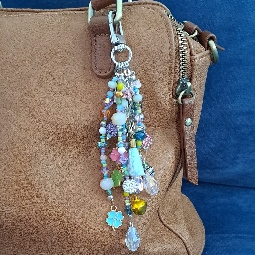 PURSE CHARM One of a Kind Pastel Colored Bag Charm For Purse, Bag, Backpack, 6"